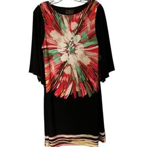 Fenn Wright Manson Shift Dress Mini Bell Split Sleeve Watercolor Floral Size 8